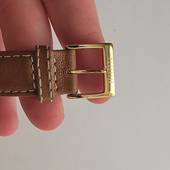 Vintage Watches Gossip Square Gold Watch Brown Leather Strap Classic Minimalist - Picture 5 of 10